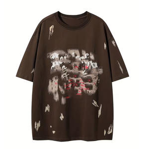 Camiseta Vintage de Algodón para Hombre, Cuello Redondo, Tela Ligeramente Elástica, Corte Holgado, Antiarrugas, Verano - Product Image 1