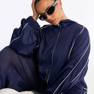Conjunto de Chaqueta y Pantalones Cortavientos Negros con Cremallera, Personalizados, para Hombre y Mujer, de Nailon, con Ribete Reflectante, para Verano, Fáciles de Usar, Traje de Esquí - Product Image 3