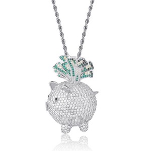 Pendentif hip-hop créatif en forme de cochon, collier personnalisé en moissanite - Product Image 2