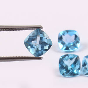 Topacio Azul Suizo Natural de 12x12mm, Corte Cuadrado Cojín, Facetado, Calibrado, Gema Suelta para Fabricación de Joyas, Lote al por Mayor - Product Image 5