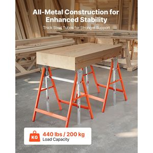 Set di 2 Cavalletti da Lavoro Pieghevoli Resistenti, Capacità di Carico 440 Libbre, Altezza Regolabile, Nuovi e Usati - Product Image 3