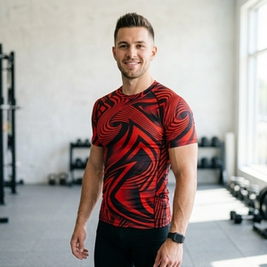 Camiseta de Compresión Deportiva para Hombre, Manga Corta, Personalizada, para Fitness, Running, Gimnasio, Ropa Deportiva - Product Image 1