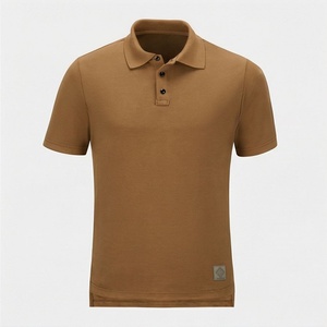 Polo en piqué à manches courtes pour homme, couleur marron, coupe classique, tricot uni, design décontracté - Product Image 1