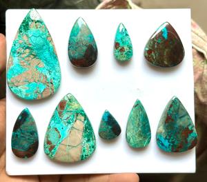 Piedra Preciosa Natural Rara de Shattukita, Corte Ovalado Suelto, Piedra Turquesa MAHNAJ GEMS, Juego de Colores Verde/Azul/Marrón para Joyería - Product Image 1