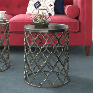 Mesa auxiliar de café con diseño de peltre de aluminio fundido crudo con recorte real industrial de lujo moderno al por mayor por Azora Industries - Product Image 1