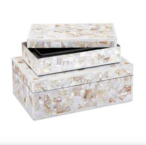 Cajas artesanales elegantes de nácar que ofrecen almacenamiento funcional con un atractivo decorativo artístico. - Product Image 2