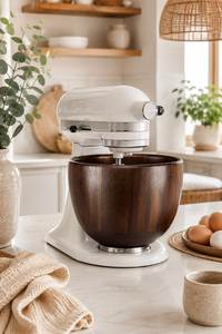Bol mélangeur KitchenAid en bois moderne, fait main, écologique, pour batteur sur socle, idéal pour la pâtisserie, les fêtes de déménagement et le Ramadan - Product Image 4