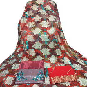 Elegante Vestido Dirac Somalí Ecológico para Niñas, Color Rosa Gurgura, Bordado Dorado, Tela Suave de Chifón, Jacquard de Sarga - Product Image 4