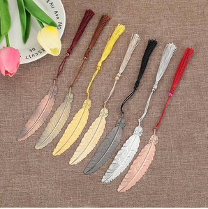 Marque-pages en laiton personnalisés avec logo, design antique, marque-page en forme de feuille avec boucle, marque-page en laiton, meilleur cadeau pour un ami - Product Image 2