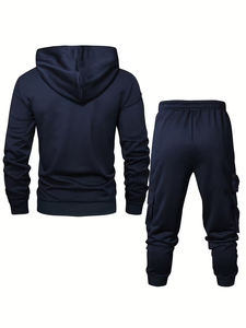 Men's Casual Sports Suit Terry Fabric 100% Cotton Quick Dry 300g Multi Pocket Fashionable Hooded Two-Piece Set Winter Bangladesh - Product Image 3