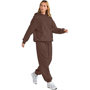 Ensemble de survêtement pour femme, sweat-shirt oversize et pantalon droit, couleur unie - Product Image 6