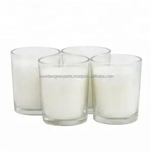 Set Van 12 Witte Votive Kaarsen Helder Glas Gevuld Ongeparfumeerde Soja Wax Kaars Voor Home Decor Spa Bruiloften Verjaardag Feestdagen party