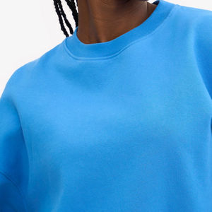 Sweat-shirt à col rond en coton uni brodé personnalisé en grande quantité pour femmes, pull en molleton, chemises OEM et ODM - Product Image 5