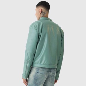 Veste en cuir pour homme avec fermeture éclair, style hiver, poche latérale, vente en ligne, prix bas, veste en cuir pour homme - Product Image 2