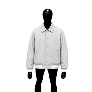 PREMIUM LIGHT GREY VARSITY <b>JACKET</b> FOR <b>MEN</b> STYLISH MODERN WINTER FASHION Regular Fit Turn-down Collar Solid Color Polyester Casua - Product Image 1