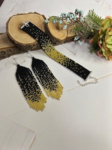 ELEGANT VINTAGE <b>Beaded</b> <b>bracelet</b> Black gold <b>bracelet</b> Loom <b>bracelet</b> <b>Beaded</b> cuff <b>bracelet</b> Ombre <b>bracelet</b> Native <b>beaded</b> <b>bracelet</b> - Product Image 4