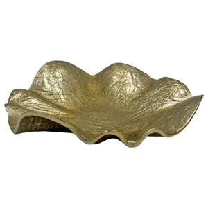 Frutero decorativo de metal con diseño de hoja ondulada dorada, para servir comida, centro de mesa, plato para mesa. - Product Image 1