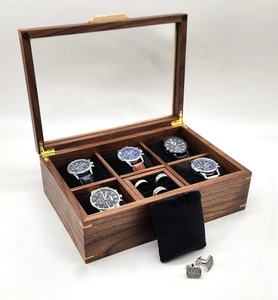 AHTE MANUEXPO Caja de Madera de Nogal para Relojes, Hecha a Mano, con 10 Ranuras y Soporte Opcional para Anillos, Regalo para Amantes y Coleccionistas de Relojes - Product Image 4