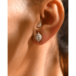 Pendientes de Botón Meera Jaipur de Rudra Fashion, Plata, Accesorios Deslumbrantes, India - Product Image 1