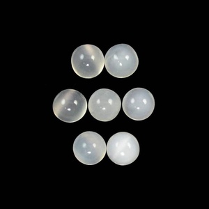Cabochon de pierre de lune arc-en-ciel blanc naturel de qualité, rond, à dos plat, pierre précieuse en vrac, certifié par un tiers, pour la fabrication de bijoux - Product Image 1