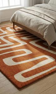 Alfombra de Lana Tufted Hecha a Mano de Primera Calidad, Antideslizante, de Pelo Medio, con Diseño Moderno Abstracto de Laberinto, Suave y Lujosa para Sala de Estar y Dormitorio - Product Image 5