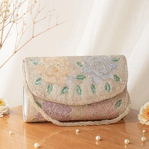 Bolso de Hombro Tipo Clutch para Mujer, Hecho a Mano con Cuentas de Avestruz y Perlas, Diseño con Letras, Estilo Boho, Ecológico, Ligero, para Eventos Nocturnos y Cócteles - Product Image 4
