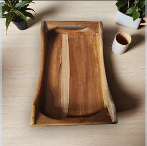 Handmade Teak Wood Serving Tray with Handles: Rustic <b>Kitchen</b> <b>Decor</b> Custom Design Wholesale Solid Wood Rectangular Serving Tray - Product Image 4