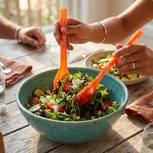 Ensemble de couverts en résine fait main, vente en gros, personnalisable OEM ODM, cuillère et fourchette marbrées orange, ustensiles de cuisine et de salle à manger DECORYUG - Product Image 3