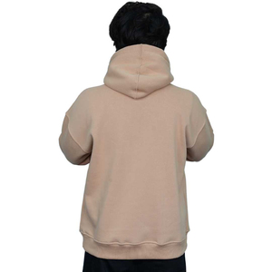 เสื้อฮู้ดผู้ชายสีเบจ ทรงปกติ สีพื้น สไตล์ลำลองสำหรับฤดูใบไม้ร่วง ผ้าฝ้ายเฟรนช์เทอร์รี่ - Product Image 1