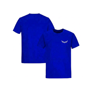 T-shirt à manches courtes bleu marine pour homme avec logo blanc imprimé sur le devant, col rond décontracté, coupe régulière, jersey de coton - Product Image 3