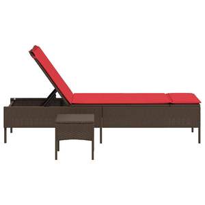 Chaise longue de patio en rotin PE marron 78 x 21,7 x 38,2 pouces - Product Image 5