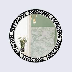 Handcrafted Bone Inlay Resin <b>Mirror</b> Frame Reflecting Rich Cultural Design For Elegant Interior Wall Styling - Product Image 4