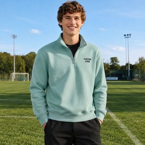 Premium Men's Lightweight Quarter Zip Pullover <b>White</b> <b>Sweatshirt</b> Long Sleeve Comfortable Travel Casual Clothing - Product Image 4