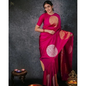 DESIGNER BANARASI SILK ZARI WEAVING WORK SAREE WITH UNSTITCHED BLOUSE RANI - Product Image 1