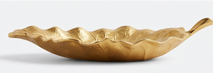 Bol en métal en forme de feuille dorée, sculpté à la main, plat de service décoratif glamour pour la cuisine, accent élégant pour la table - Product Image 2