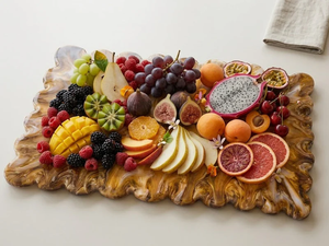 Planche à découper rectangulaire en résine, antidérapante, motif grain naturel, plateau de service, planches à découper Candice - Product Image 2