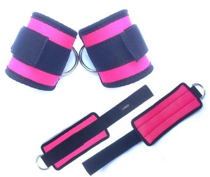 Menottes de poignet en nylon noir avec anneau métallique pour adultes, équipement d'exercice durable pour le fitness - Product Image 3