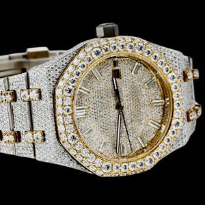 Baguette y Moissanite redondo Diamond Watch 925 Sterling Silver Fancy Watch Exclusivo nuevo reloj de diseño para hombres - Product Image 4