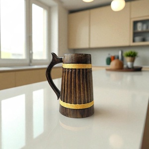 Taza vikinga Jarra de cerveza de madera hecha de madera con mango de madera Venta al por mayor y producto de Venta caliente Tendencia de calidad y alta comercialización - Product Image 4