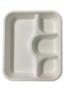 Barquette repas jetable à 4 compartiments en bagasse, vaisselle compostable en canne à sucre pour le déjeuner, le dîner, la restauration et les services de traiteur - Product Image 3