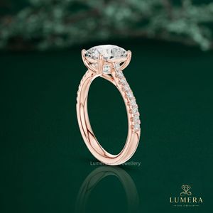 Elegant Cushion Cut Featuring Pave <b>Set</b> Accent Band Engagement <b>Ring</b> in Soli Gold Finish Luxury <b>Wedding</b> Jewelry <b>for</b> <b>Women</b> Fine - Product Image 4