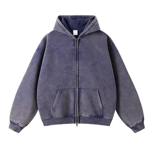 Men's Regular Fit <b>Zip</b>-Up <b>Hoodie</b> Solid Color Fleece Cotton Casual Sweatshirt with <b>Pockets</b> Winter Wear Eco-Friendly 360g - Product Image 6
