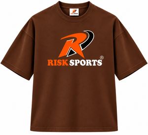 T-shirt marron surdimensionné pour hommes, manches courtes, col rond, imprimé, streetwear décontracté - Product Image 1