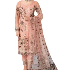 Модные модные платья в пакистанском стиле для вечеринок и мероприятий, красивая коллекция из органзы и хлопка с вышивкой