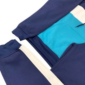 Survêtement unisexe à blocs de couleur, à capuche, coupe décontractée longue, avec poches latérales, pour l'automne, 100 % coton, poids moyen - Product Image 4