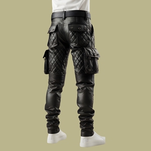 Pantalon en cuir véritable pour homme de haute qualité, style punk, jeans, pantalon BLUFF, pantalon de motard - Product Image 2