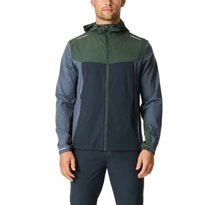 Chaqueta Deportiva con Capucha y Bloques de Color para Hombre, Cortavientos de Manga Larga con Cremallera, Ligera de Poliéster, para Otoño, Corte Regular - Product Image 1