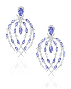 Blue Pear Cut Moissanite <b>Chandelier</b> Drop Earrings 10K 14K 18K Gold 925 935 Sterling <b>Silver</b> Trendy Wedding Engagement Jewelry - Product Image 3