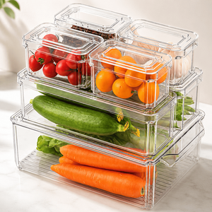 Clear Storage Container Set, Stackable Bins for Pantry, Refrigerator, Cabinets, <b>Shelves</b> & Office Organization - Product Image 1