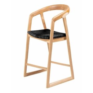 Silla de Comedor de Madera de Teca Sólida y Duradera con Asiento Tejido, Sillón Moderno para el Hogar, Muebles de Interior y Exterior para Comedor, Hotel, Parque - Product Image 1